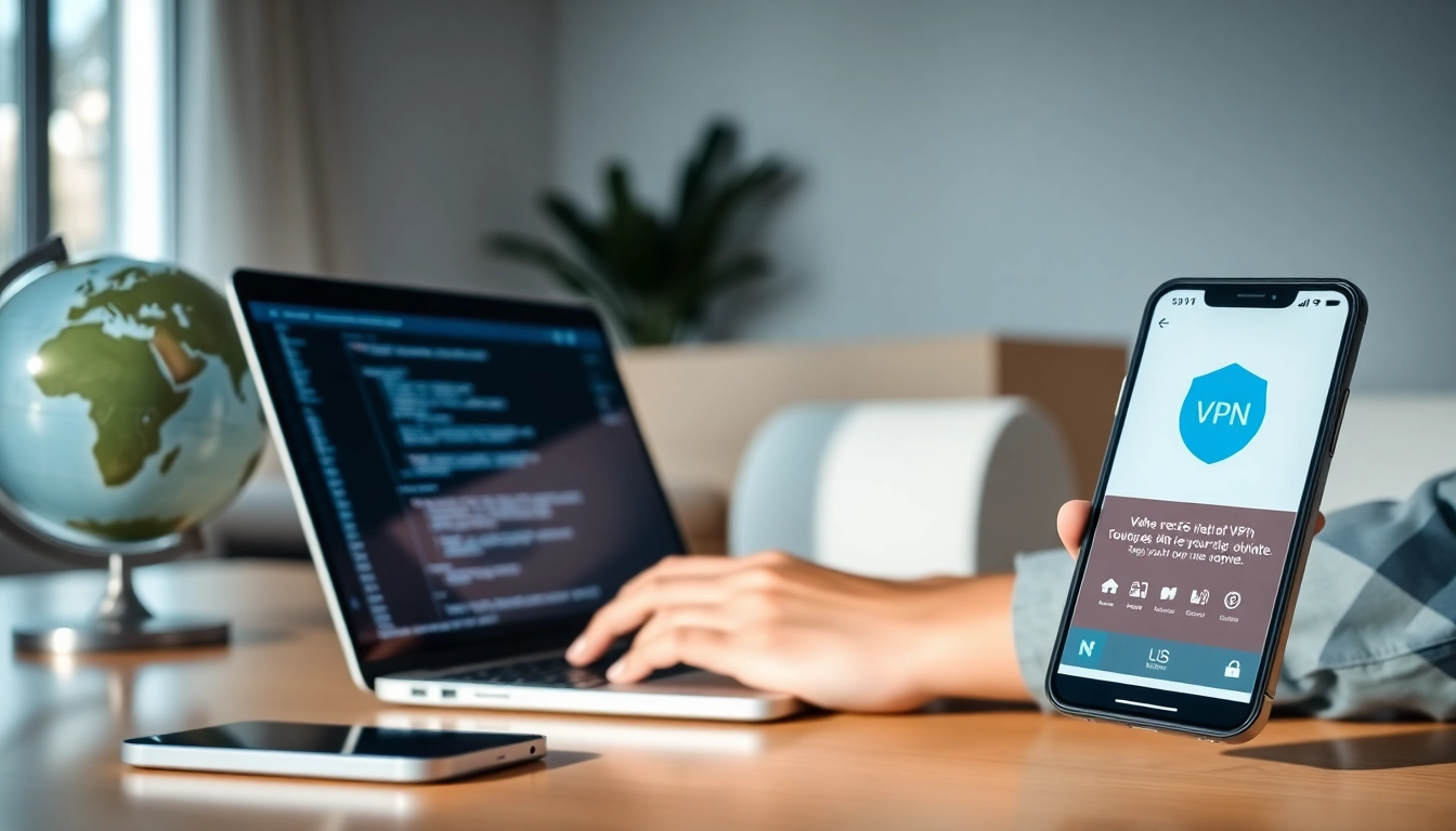 Browse the internet securely using a powerful vpn on a laptop in a modern workspace