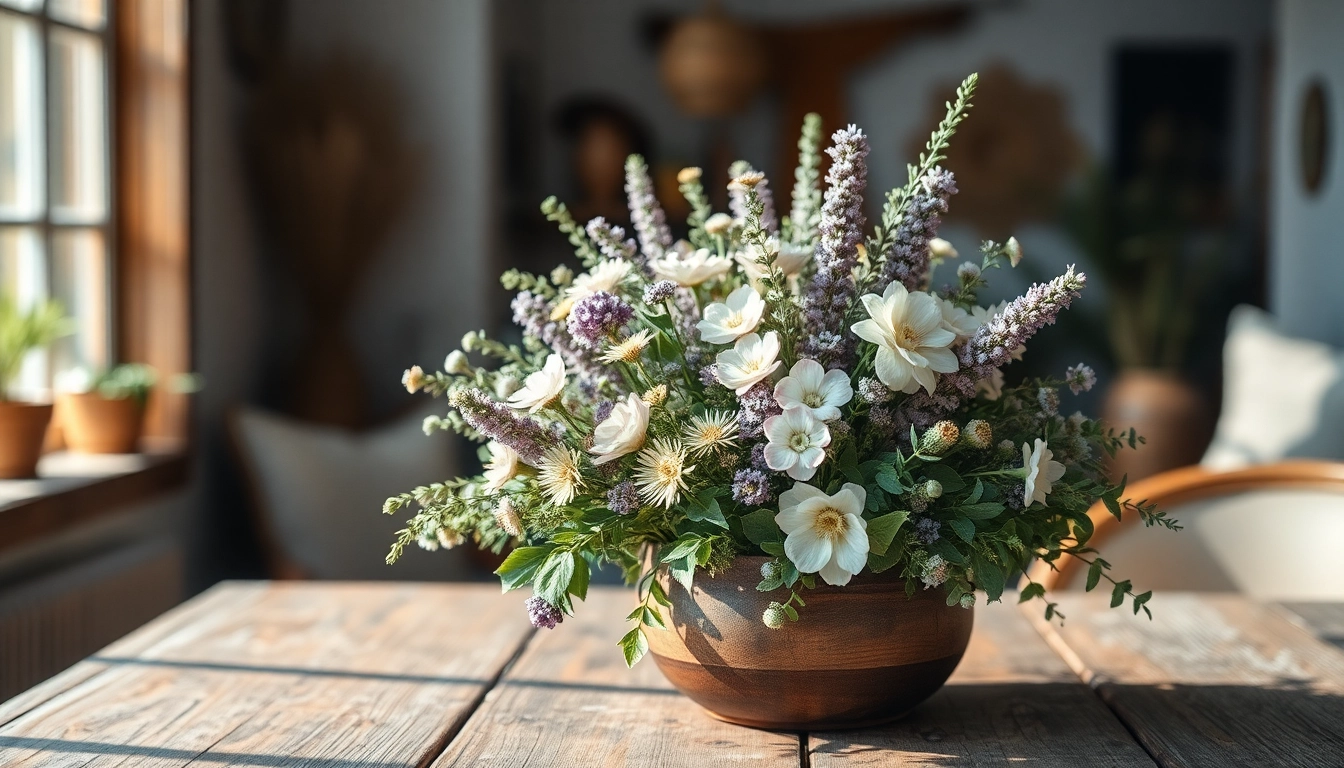 Beautifully arranged dried blooms in a rustic setting, showcasing pastel colors and natural textures.