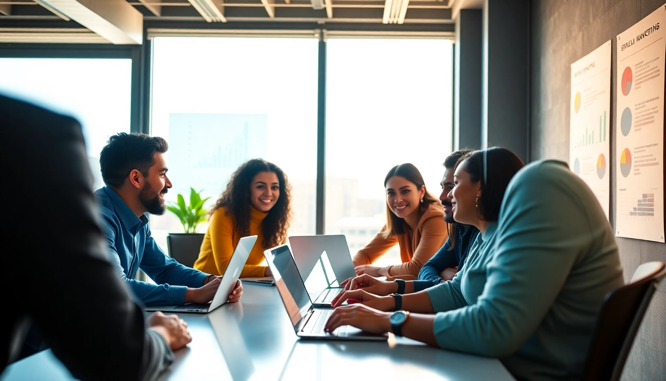 Analyze Edmonton SEO strategies in a modern, collaborative office environment.