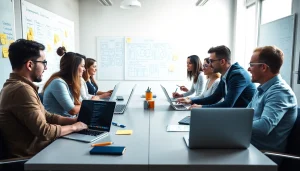 Engaging teamwork scenario illustrating wordpress development outsourcing in a modern collaborative space.