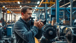 Professional industrial photographer capturing intricate production processes