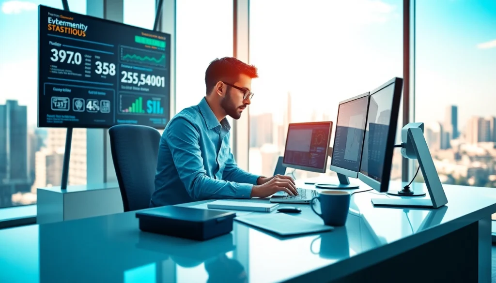 Engaged cybersecurity specialist analyzing data for cyber security fredericksburg while surrounded by high-tech devices.