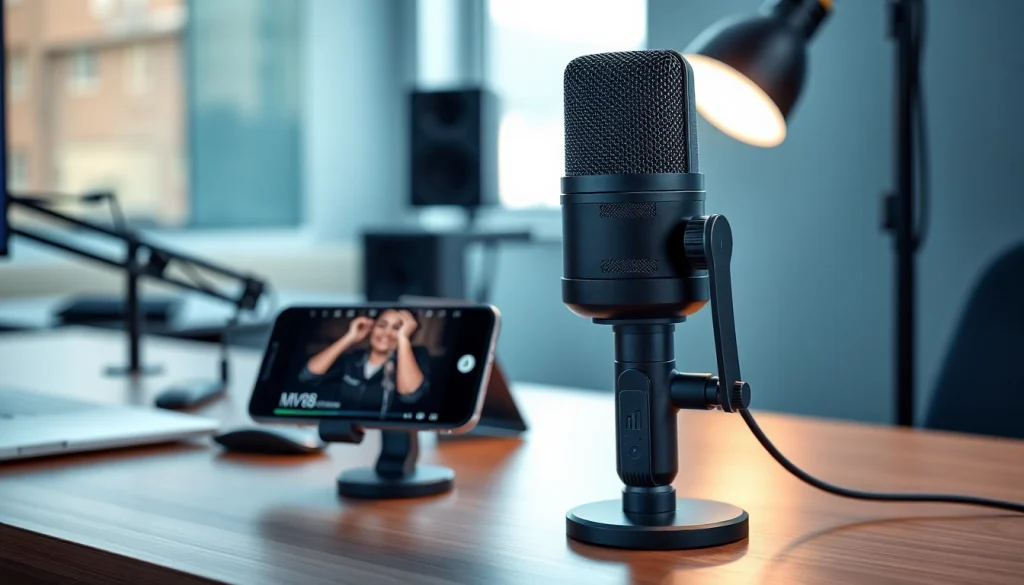 MV 88 microphone in a modern recording studio, demonstrating professional audio quality.