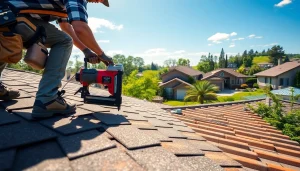 Installers showcasing high-quality roofing solutions on a vibrant residential home in sunny conditions.