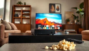 Showcase of the iron tv pro in a cozy living room setting, featuring vibrant streaming content.