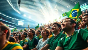 Capturing the excitement of sports betting Brazil with enthusiastic crowds at a lively event.
