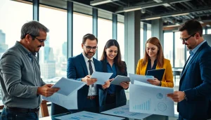 Engaged team showcasing Quickplus Business Consultants' expertise in a professional office.