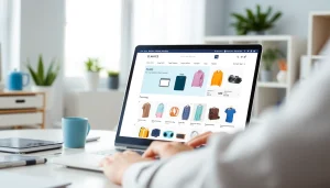 Shop at C168.COM with a user-friendly interface on a laptop in a modern home office setting.