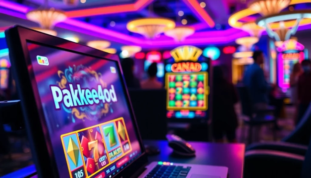 Menang besar dengan pakde4d slot dalam suasana kasino yang meriah dan energik.