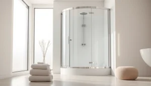 Eine stilvolle sonni Duschkabine in einem modernen Badezimmer präsentiert ihre elegante Glasstruktur.