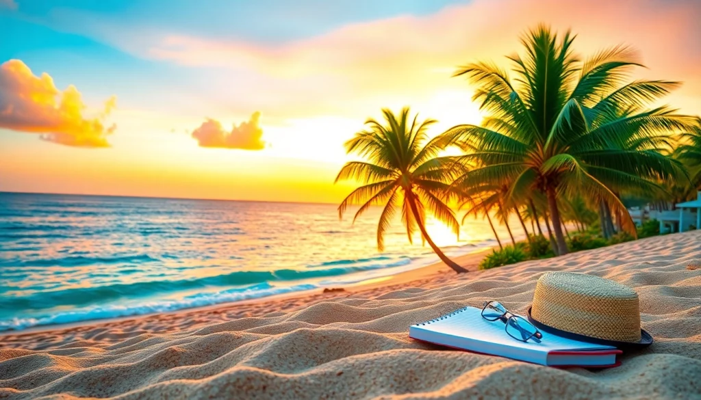 Cabo trip planner showcasing beautiful beach locations at sunset with vibrant colors.