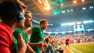 스포츠중계 주요 경기를 시청하는 관중의 열정적인 모습