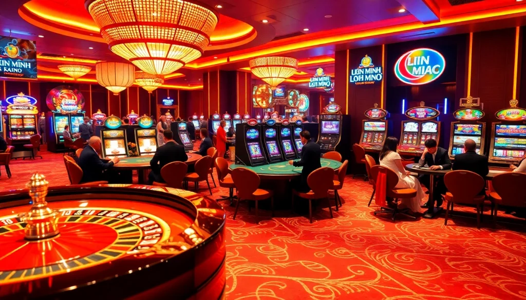 LIÊN MINH KJC showcases an exhilarating poker game in a vibrant casino environment.