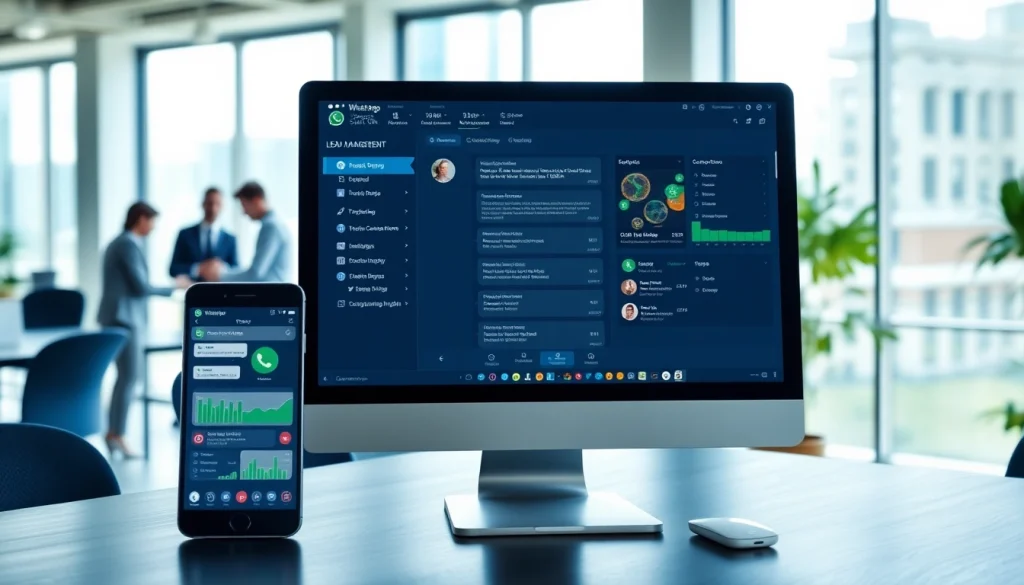 Visualizing the WhatsApp Smart CRM interface with user interactions in a modern office.