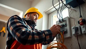 Electrician apprenticeship hawaii highlights a professional electrician in action, showcasing skills.