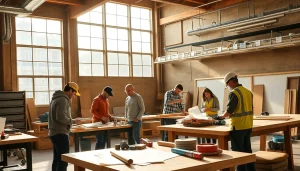 Students engaging in hands-on training at construction trade schools in texas with tools and materials.