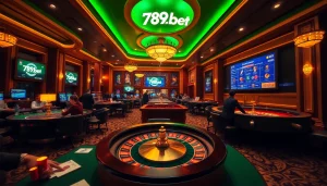 Players enjoying high-stakes games at 789bet's luxurious casino tables.