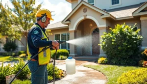 Soft wash cleaning service in Kissimmee, showcasing a technician revitalizing a home's exterior.