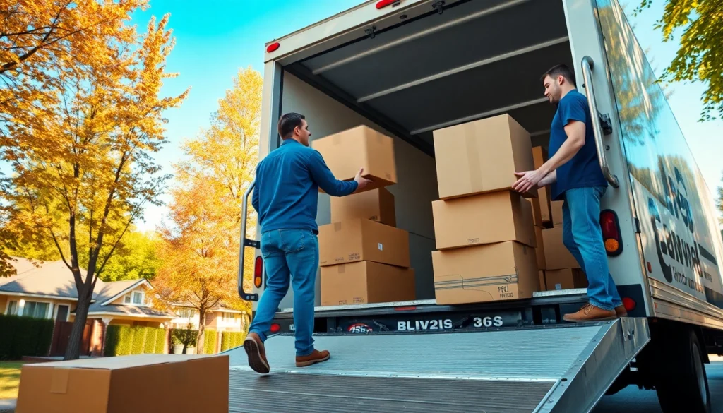 Movers from a Vancouver moving company efficiently loading boxes onto a truck.