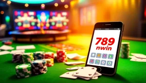 Experience high-stakes excitement with the 789win app on a luxurious casino table setting featuring vibrant poker chips.