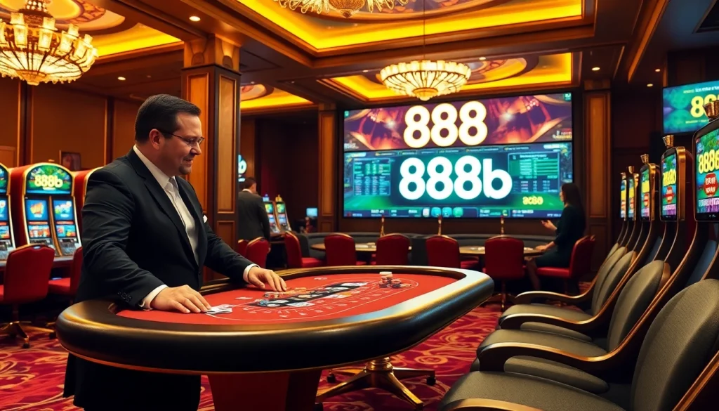 Experience the thrill of online gambling with the 888b link showcased at a luxurious casino.