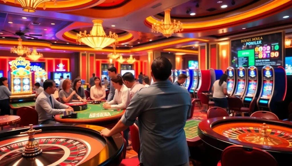 Engaging in exciting games at the Top 10 Nhà Cái Uy Tín casino, vibrant tables create a welcoming atmosphere.