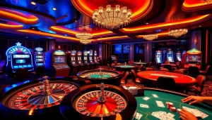 Experience the thrill of gaming at u888 com with luxurious casino visuals of poker tables and roulette.