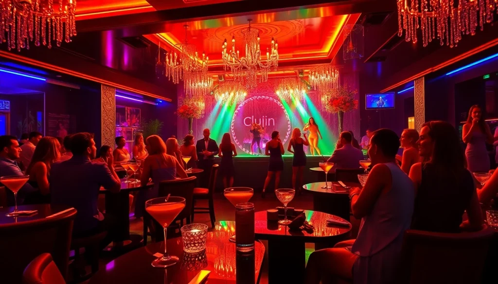 Exciting nightlife at Club SXM, showcasing a vibrant atmosphere with elegant guests and captivating performances.