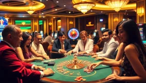 Experience the thrill at พอร์ทเกม F168 with players enjoying luxury casino games in an inviting atmosphere.
