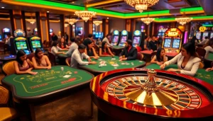 Engage in thrilling gambling experiences at JeetBuzz Bangladesh with poker tables and colorful slot machines.