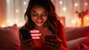Engaging ai sexting experience with vibrant chat interface in a cozy setting.