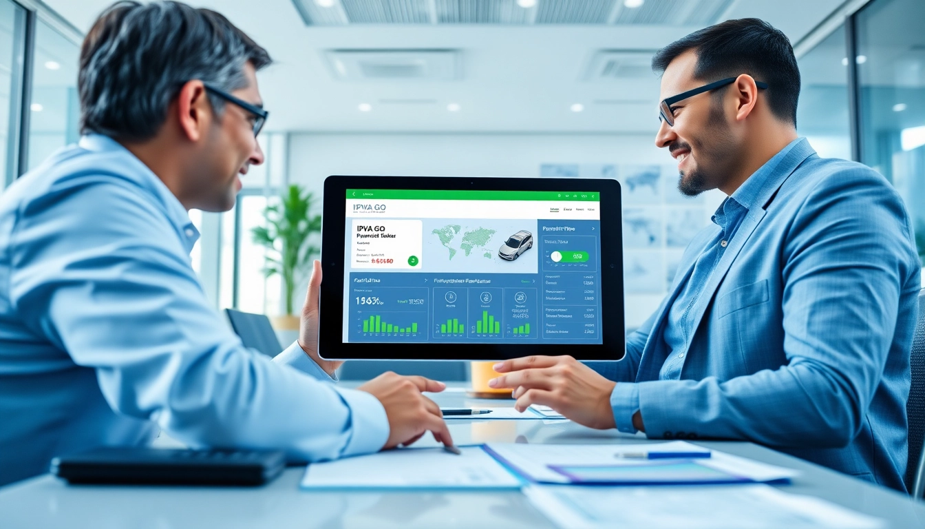 Consulting on IPVA GO 2026 tax payments with a friendly advisor in a modern office.