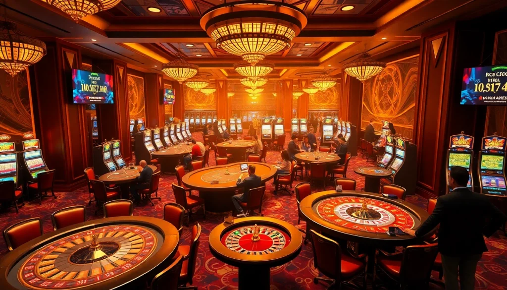 Experience the thrilling atmosphere of XX88 Casino with vibrant tables and cutting-edge gaming technology.
