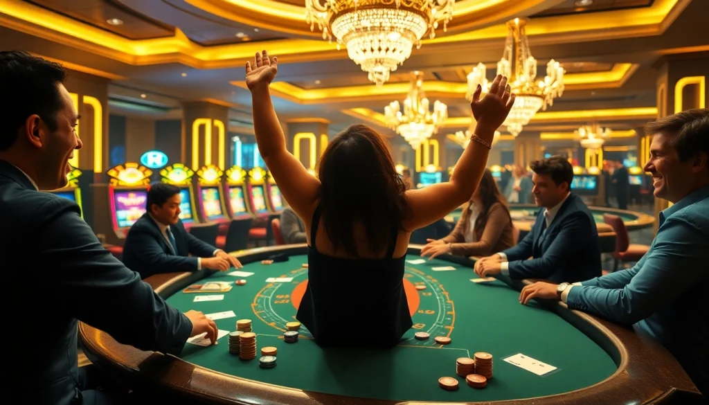 Players enjoying a baccarat game at Haywin casino, celebrating their thrilling victories.