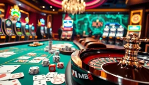 Experience thrilling MM88 casino action with vibrant gaming elements and luxurious atmosphere.