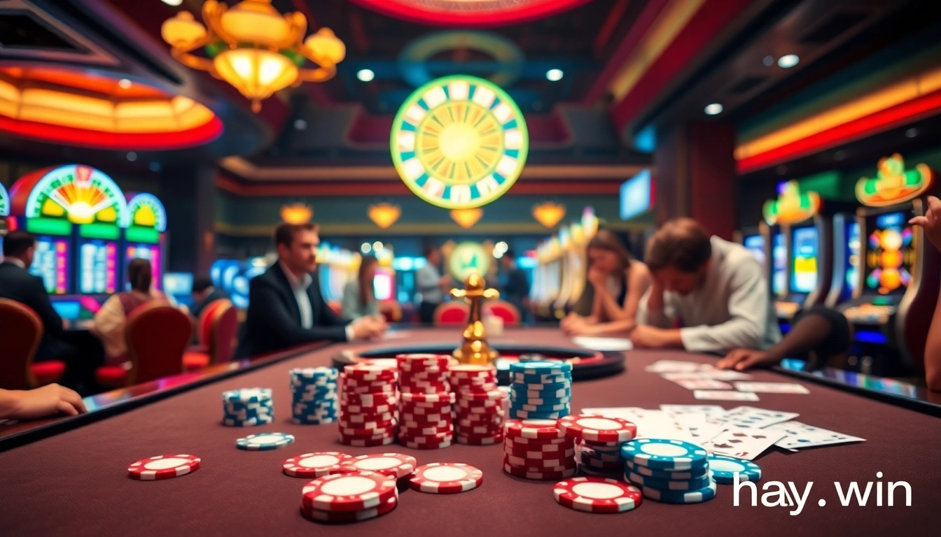 Engage in thrilling gameplay at hay.win with vibrant roulette wheels and elegant poker tables.