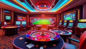 Experience live sports betting excitement with luongsontv in a luxurious casino atmosphere.
