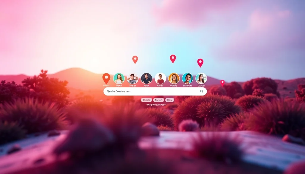 OnlyFans Nearby Creators search interface showcasing local creators and diverse categories