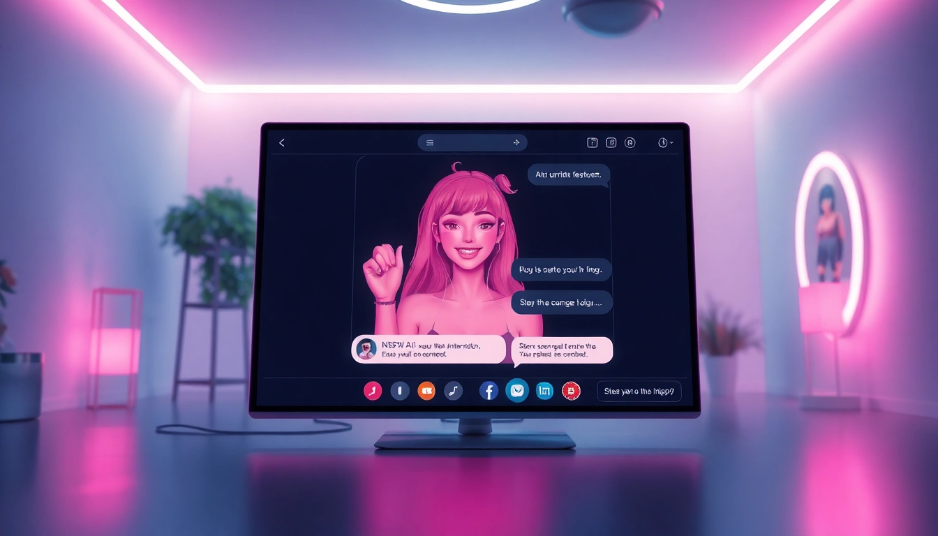 Interactive NSFW AI chat experience showcasing digital interface and AI character.