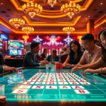 Engaging players enjoying רמיקוב אונליין in a sophisticated digital casino setup.