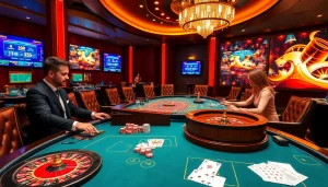 Action-packed scene showcasing Nhà cái MV88's live dealer gaming table with professional dealers and interactive player interfaces.