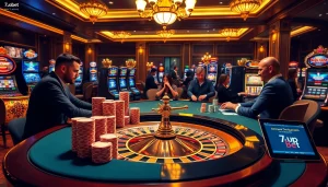Experience the thrill of gambling at 7upbet with a vibrant casino atmosphere featuring roulette and poker.