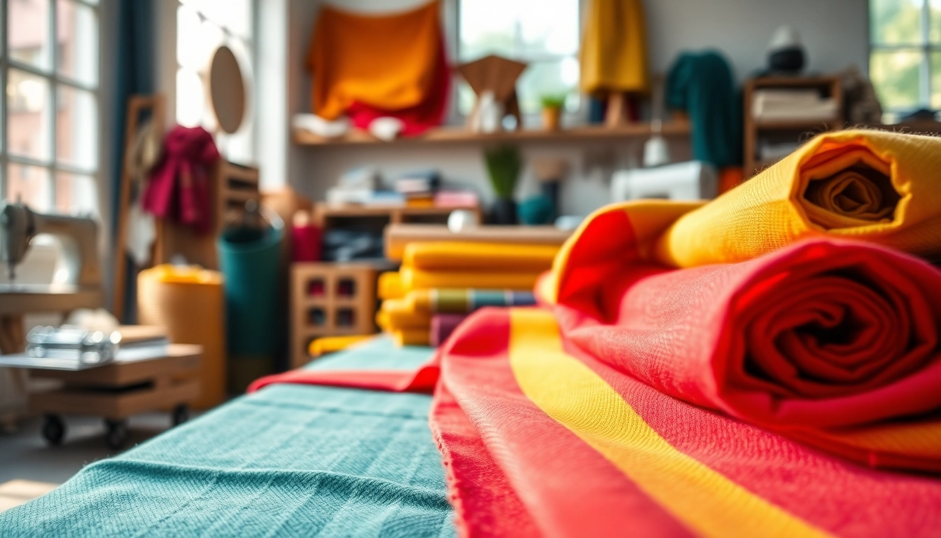 Ontdek Brabantse bont stoffen met kleurrijke texturen in een creatieve werkomgeving.