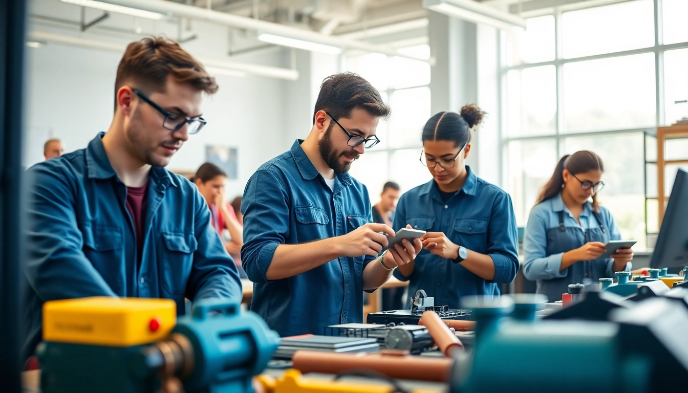 Trade School In Tennessee students actively participating in hands-on training, showcasing diverse skills.