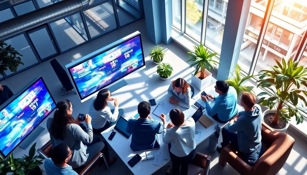 Dynamic teamwork and innovation at https://kjc365.com/ in a modern office setting.