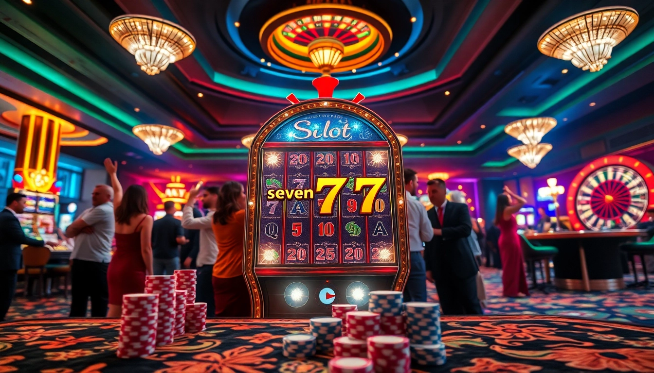 Experience the thrill of the seven77 slot with vibrant casino elements and excitement.