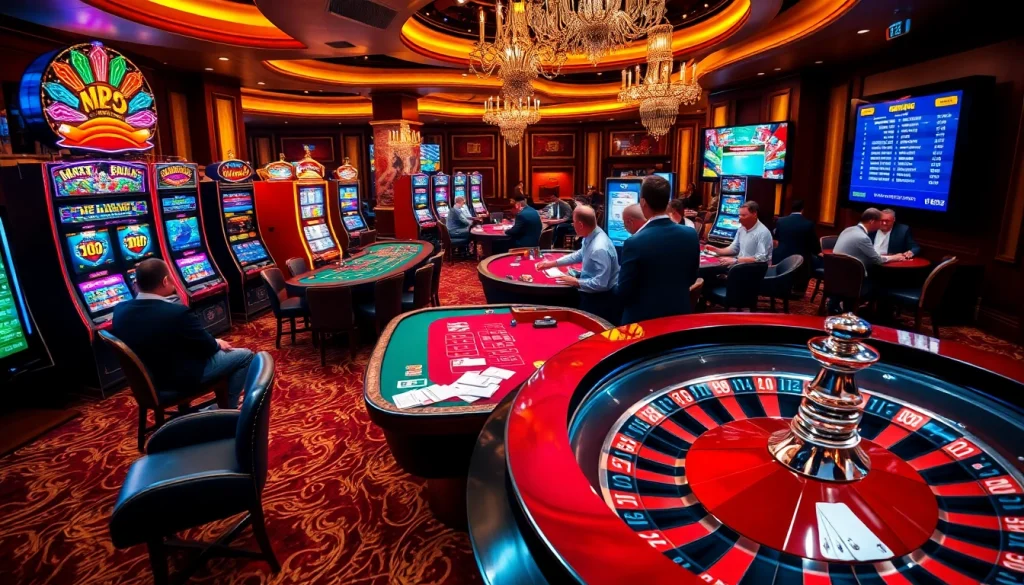 Experience the thrill of gambling with high-stakes play at https://vaoluoitv.it.com, showcasing a vibrant casino atmosphere.