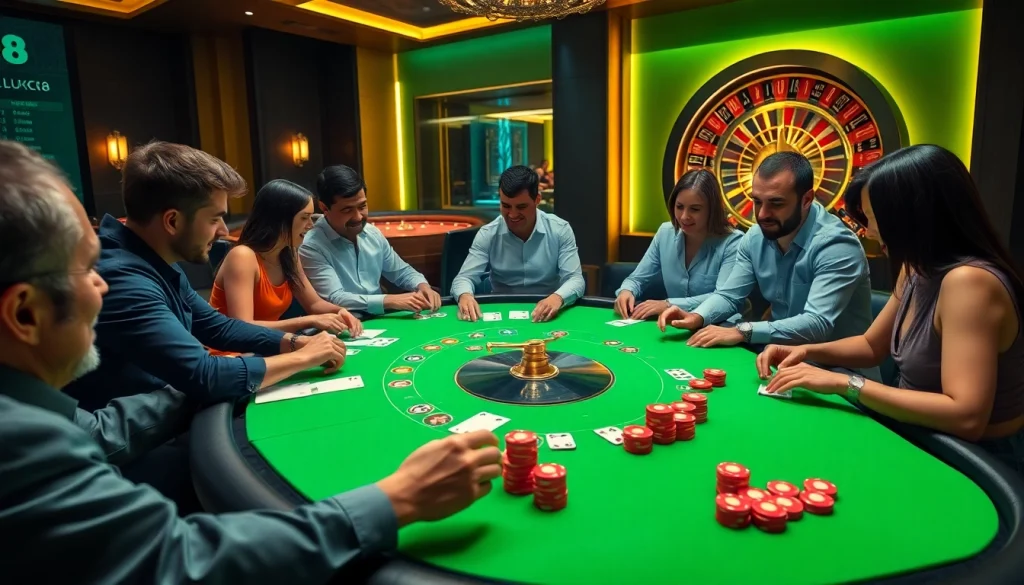 Người chơi poker LUCK8 đang tận hưởng một phiên chơi đầy phấn khích trong một môi trường casino sang trọng.