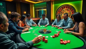 Người chơi poker LUCK8 đang tận hưởng một phiên chơi đầy phấn khích trong một môi trường casino sang trọng.