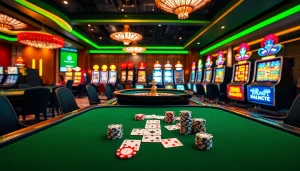 Experience thrilling action at Vua99 with a luxurious poker setup and vibrant casino atmosphere.